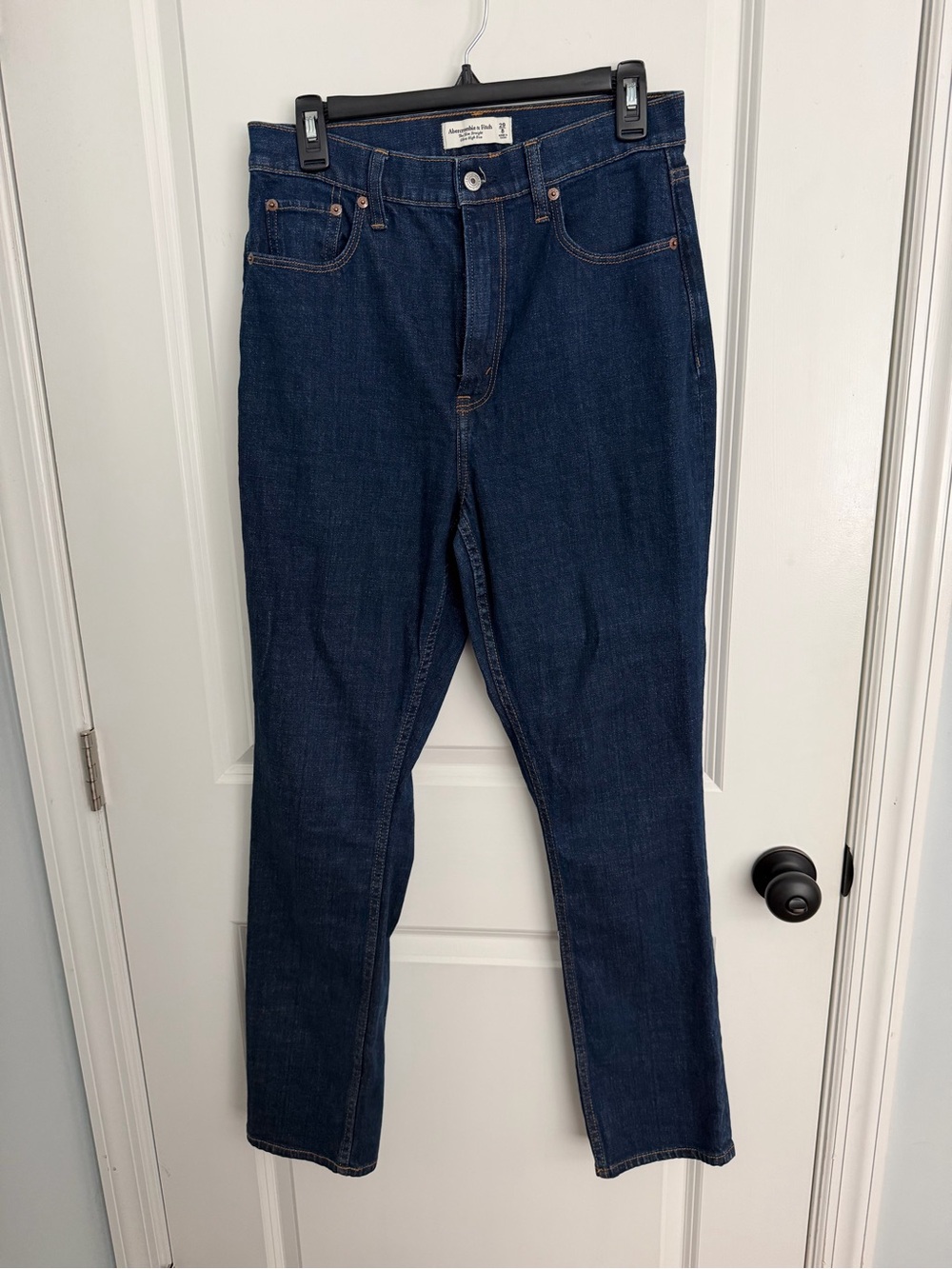 Abercrombie & Fitch Women Dark Blue Slim Straight Ultra High-Rise Curve Love